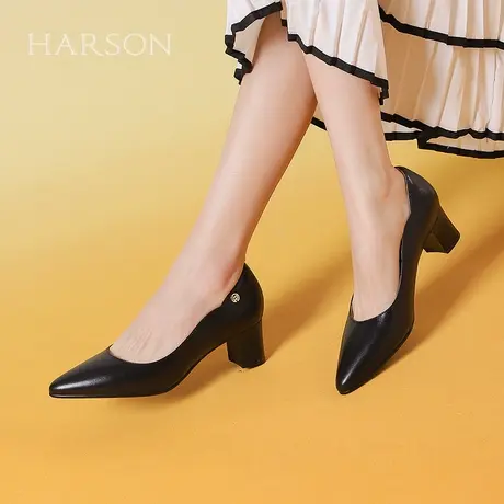哈森尖头裸色真皮气质高跟鞋通勤百搭女单鞋2025秋新品HS267118商品大图