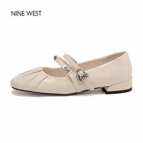 Nine West/玖熙2025年新款圆头一字带玛丽珍鞋女平底软皮复古单鞋商品大图