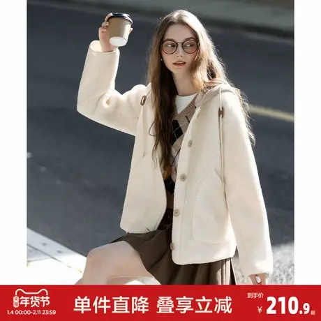 唐狮2026外套女款秋冬气质韩系高级显瘦女士假两件仿羊羔毛外套图片