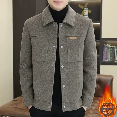 秋冬保暖羊毛呢子夹克外套潮流百搭翻领上衣高级感帅气茄克衫男装图片