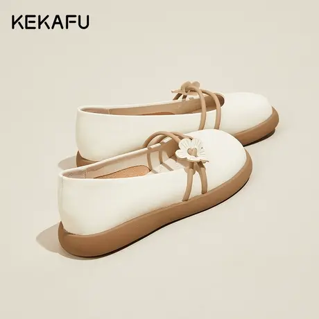 珂卡芙花朵玛丽珍鞋女2023秋季新款舒适软底平底仙女风单鞋配裙子商品大图