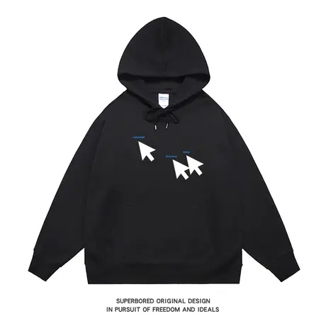 美式设计感鼠标印花港风复古休闲连帽卫衣男秋冬新款潮流宽松上衣商品大图