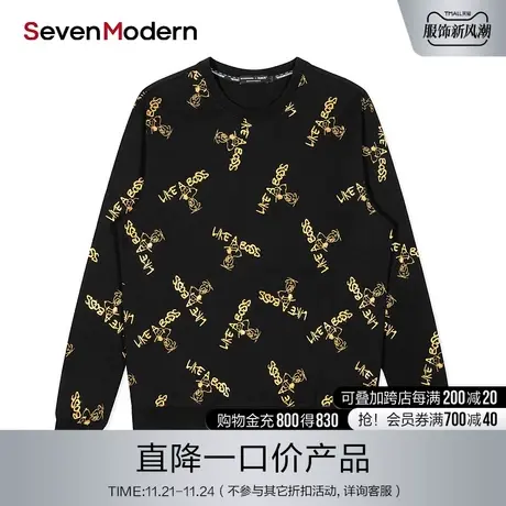 【清仓商场同款】柒牌男装奥莱潮男士休闲史努比联名潮流印花卫衣图片