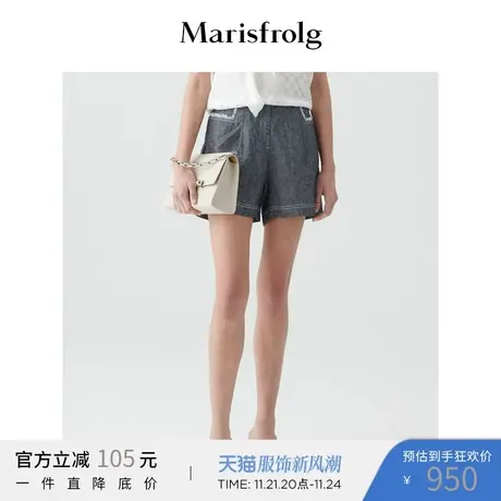 【奥莱清仓】亚麻高腰灰色休闲短裤图片