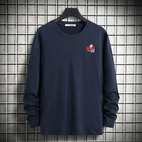 纯棉长袖t恤男装秋季内搭打底衫中国潮流全棉圆领上衣服宽松秋衣商品大图