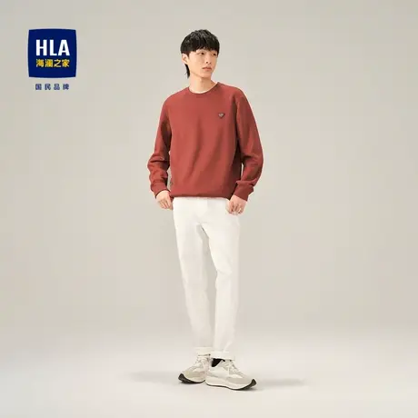 HLA/海澜之家2023双层圆领卫衣绒感内里保暖长t套头衫男图片