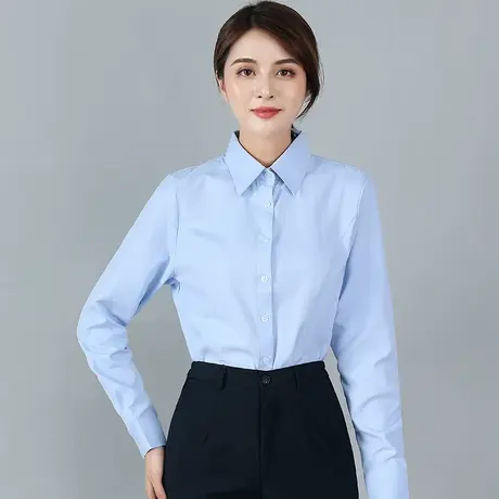 邮政邮储蓄银行衬衫浅蓝色质感衬衣邮局工作服长短袖工装衬衫女士图片