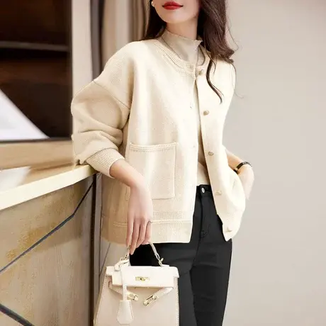 时尚气质长款毛呢大衣2022年冬季新款淑女温柔甜美显瘦中长款外套商品大图