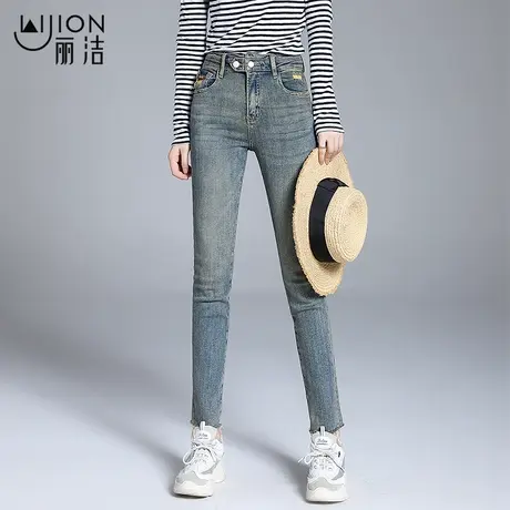 丽洁女裤高腰紧身弹力牛仔裤女士春秋新款复古显瘦裤子小脚裤长裤商品大图