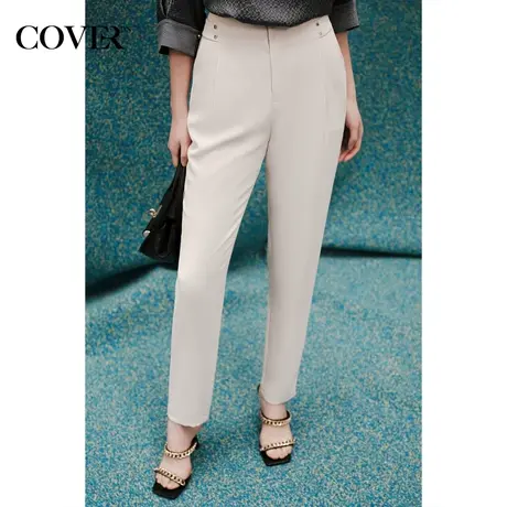 COVER夏季仿透丝九分锥形休闲裤商品大图