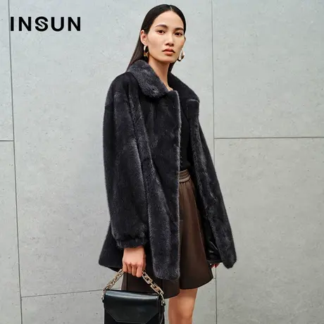 INSUN恩裳奥莱2023冬季水貂貂皮大衣收腰皮草商品大图