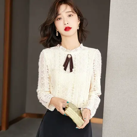 秋冬加绒蕾丝打底衫女设计感小众别致漂亮小衫2023年新款内搭洋气商品大图