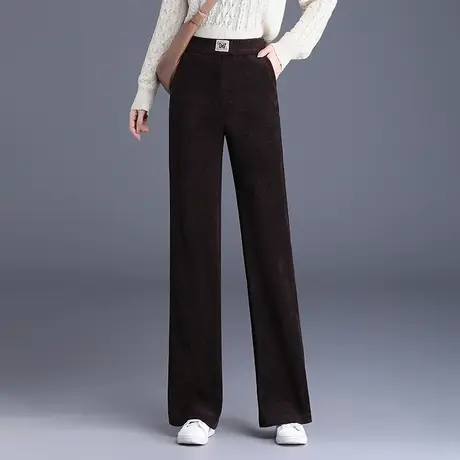 松紧腰条绒阔腿裤高腰显瘦休闲裤时尚气质长裤女秋季2023新款裤子商品大图