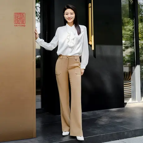 EP雅莹高端系列 优雅磨毛三醋酸微喇休闲裤 2023秋冬新款6413A图片