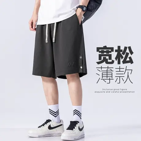 五分排扣裤男生半开运动短裤子男士夏季薄款休闲中裤头外穿大裤衩商品大图