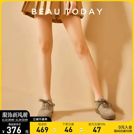 BeauToday加绒德训鞋女BT新款美式复古厚底运动休闲鞋厚底阿甘鞋商品大图