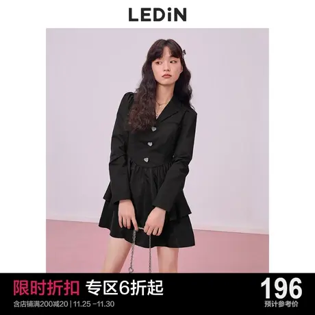 乐町精致西装连衣裙休闲秋季初秋新款女装公主黑色气质双层蛋糕裙商品大图