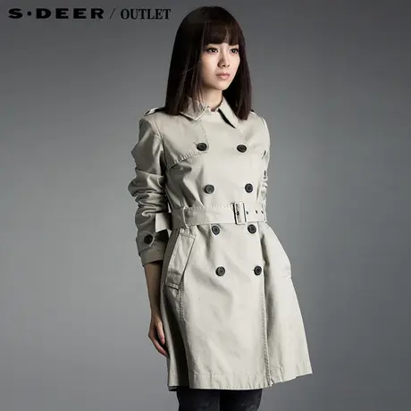 sdeer圣迪奥2014新款春装中长款风衣修身显瘦外套女式风衣1381831🅾图片
