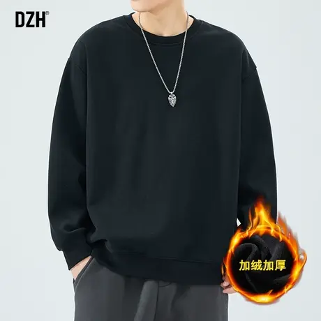 男士圆领卫衣男冬加绒加厚外套情侣青少年上衣男款冬季2024年新款商品大图