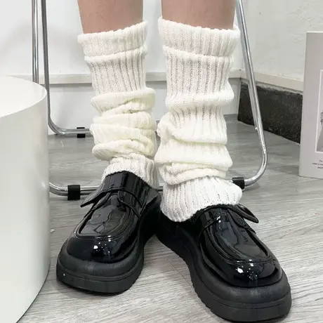 长筒堆堆袜套女白色秋冬护腿脚套加厚保暖针织护小腿日系长款中筒商品大图