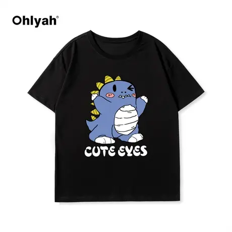 Ohlyah春夏新款原创设计男女款纯棉T恤圆领短袖宽松情侣学院风潮图片