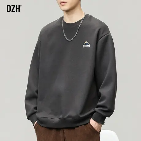 男士圆领卫衣男宽松美式潮牌刺绣外套2024年春季新款套头百搭上衣商品大图