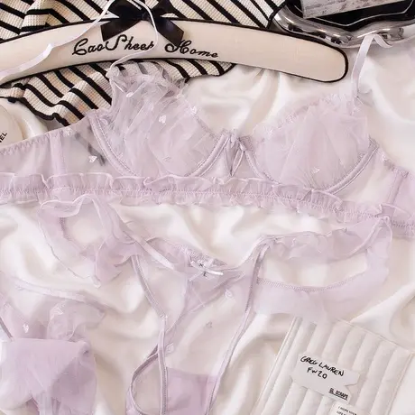 蕾丝性感内衣套装女文胸法式薄款胸罩商品大图