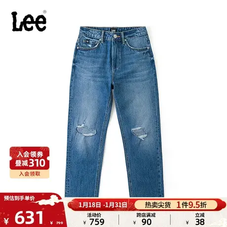 Lee24早春新品422标准高腰直脚中浅蓝女牛仔裤潮LWB100422101-442图片