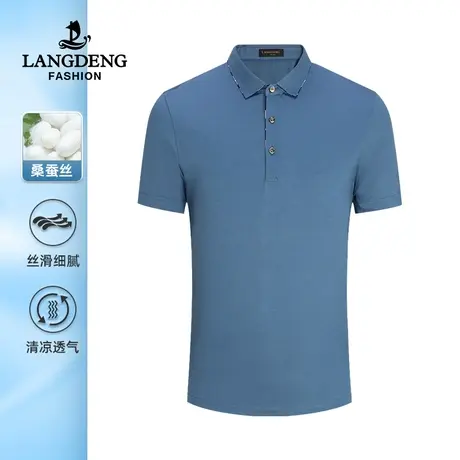 [含桑蚕丝]浪登2023夏季新款男士休闲翻领短袖T恤时尚polo衫男商品大图