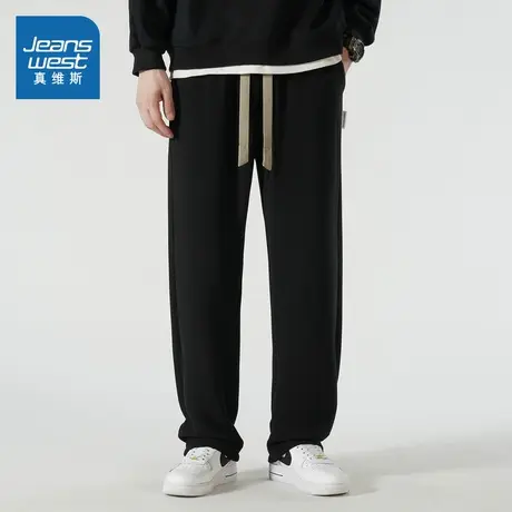 KC真维斯男装2023冬季新款 潮牌时尚舒适百搭宽松直筒系绳休闲裤商品大图