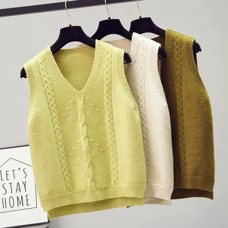 叠穿针织背心马甲女春秋2023新款设计感外穿宽松麻花毛衣坎肩马甲商品大图