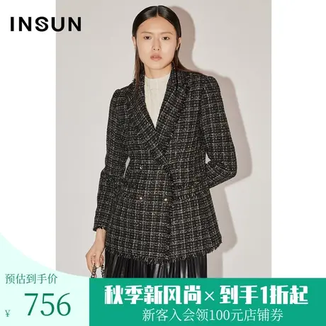 恩裳COVER冬季2022时尚花纱编制风格品质感通勤百搭西装外套图片