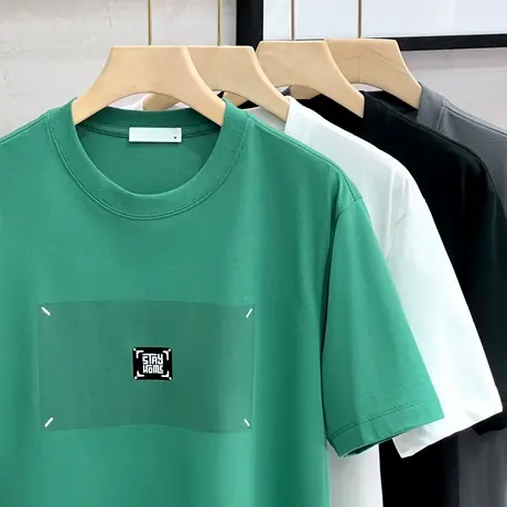 2023夏季新款短袖T恤男士国潮印花潮牌潮流宽松冰丝ins打底衫上衣商品大图