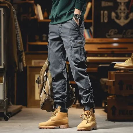 冬季休闲裤子男宽松束脚哈伦2022新款潮牌抽绳运动工装束脚休闲裤商品大图