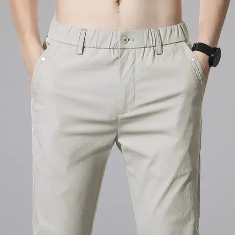 夏季超薄款男士休闲长裤冰丝韩版潮流宽松紧直筒西裤商务西装裤子商品大图