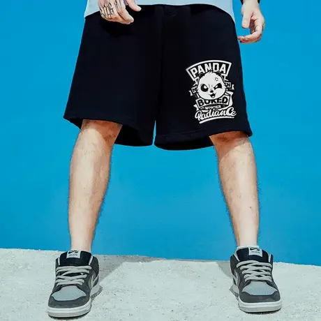 国潮男裤胖子纯棉宽松加肥加大码潮牌休闲中裤运动五分裤短裤夏季图片