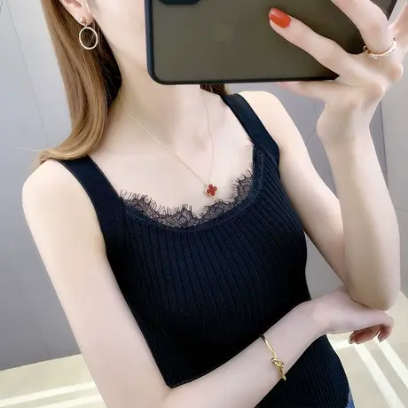 冰丝针织吊带背心女2023春夏秋新款内搭打底衫蕾丝薄款美背上衣潮图片