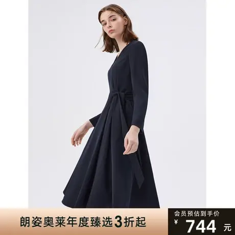 朗姿法式V领收腰显瘦中长款裙子气质高级感西装裙夏季新款连衣裙图片