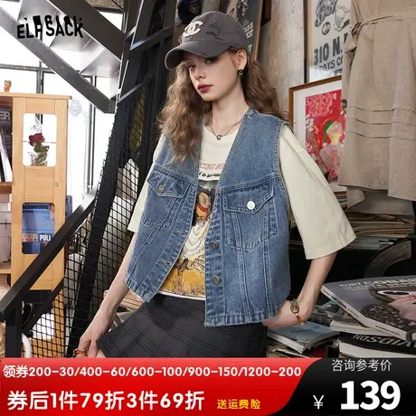 妖精的口袋复古牛仔马甲女2023秋季新款v领短款小个子无袖上衣潮图片