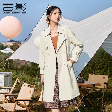 【罗永浩专享】香影风衣女中长款2023新款气质双排扣英伦风外套商品大图