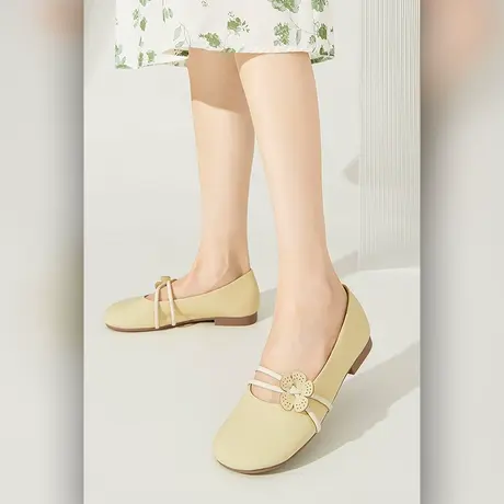 卓诗尼玛丽珍鞋女秋2022年新款绝美平底鞋花朵小众温柔晚晚鞋单鞋商品大图
