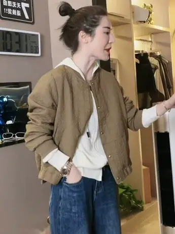 棒球服短外套女2023秋季新款韩版休闲百搭洋气减龄小个子夹克上衣商品大图
