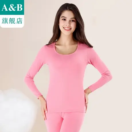 ab内衣女士保暖套装低领弹力舒适圆领基础打底秋衣秋裤TJ60商品大图