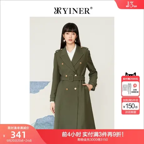 音儿美地女装2022秋季新款中长款收腰显瘦西装领风衣商品大图