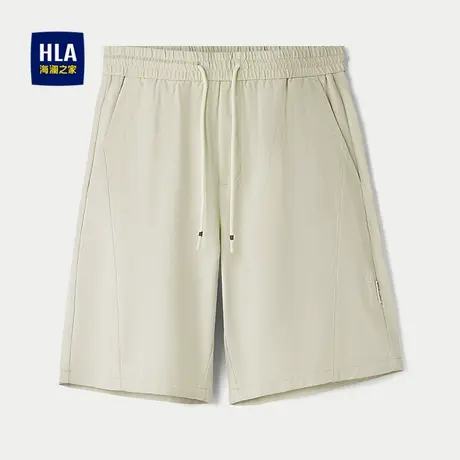 HLA/海澜之家时尚宽松休闲中裤25春夏新款抽绳系带卡其针织裤子男图片