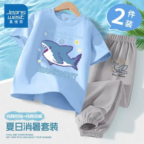 真维斯男童套装夏季2025新款儿童两件套体恤衫时尚童装男大童夏装商品大图