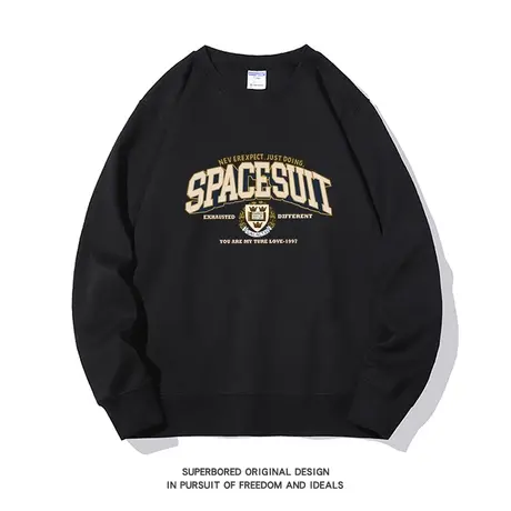 欧美潮牌美式复古潮流字母印花圆领卫衣男秋季宽松休闲圆领上衣商品大图