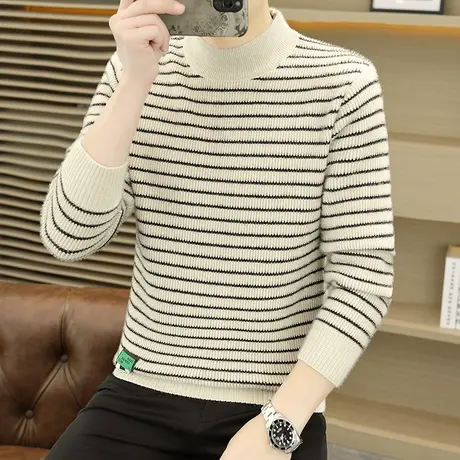 秋冬季毛衣男士半高领羊毛衫新款打底衫青少年学生加厚保暖上衣服图片