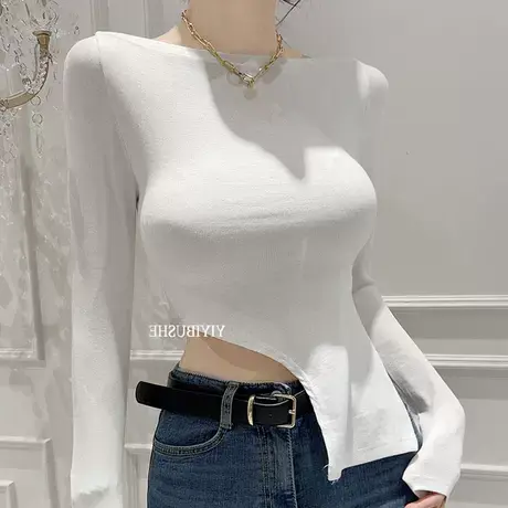 OnoevMP606性感女人味~可露肩不规则下摆修身长袖T恤ue图片