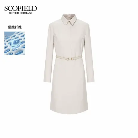 【醋酸】Scofield女装优雅职场衬衫领连衣裙收腰A摆2025秋季新品图片